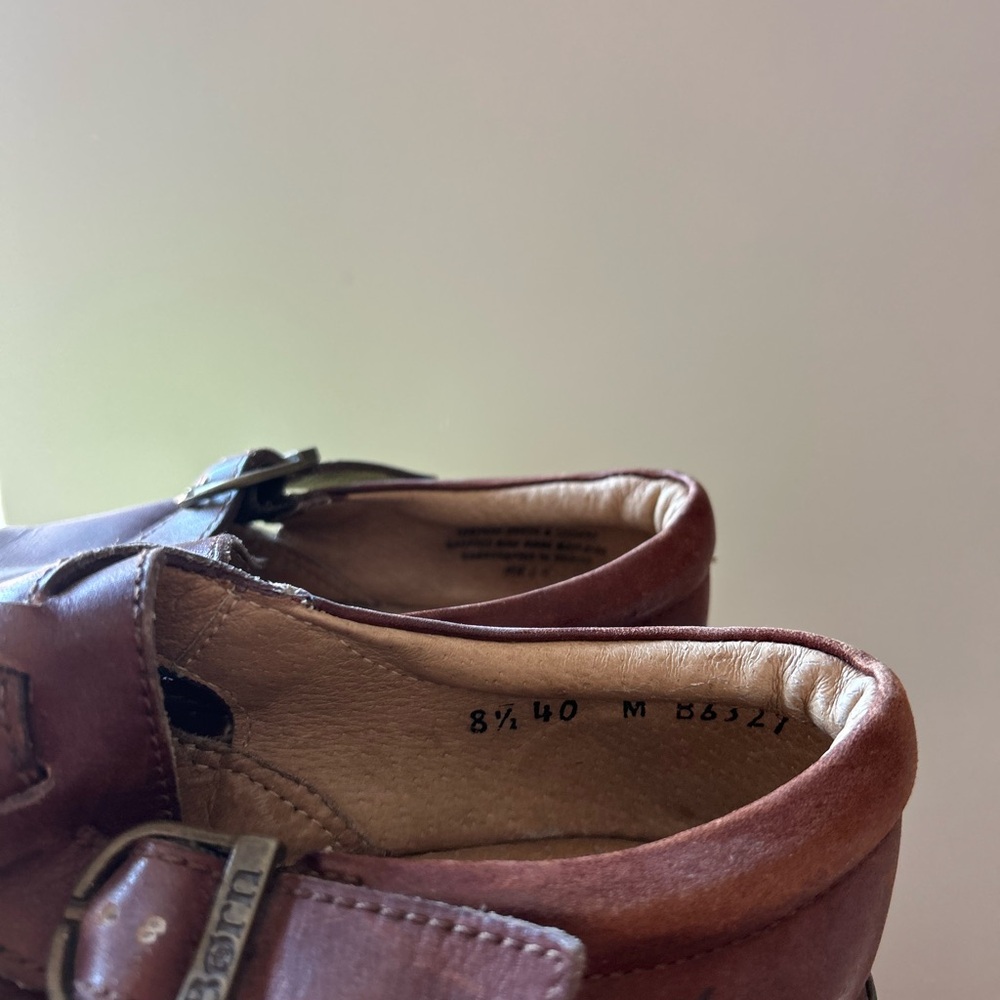 Born | Brown Leather Buckle Loafers  ~ Slip On ~ Y2K ~ 90's ~ Size 8.5 40 - Picture 3 of 4
